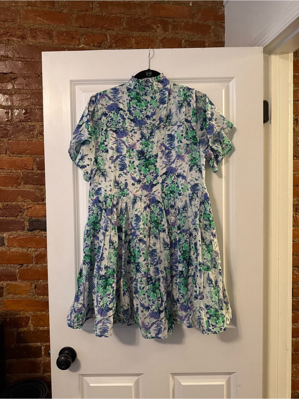 Anthropologie Floral Mini Dress in Green & Blue - Picture 4 of 4